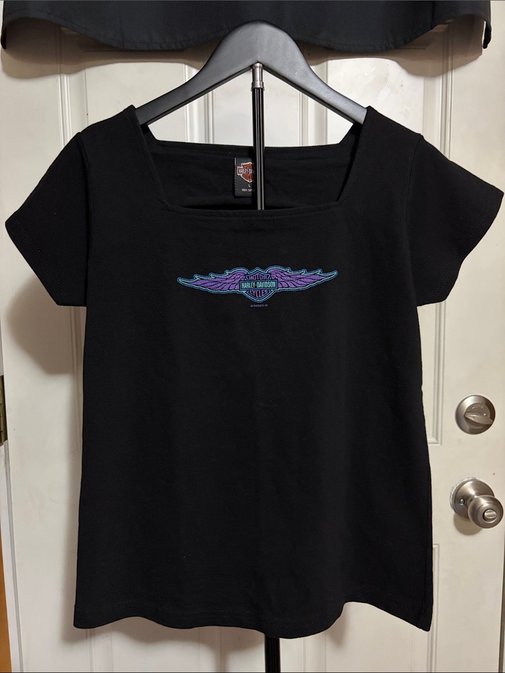 Vintage Y2K 2000 Harley Davidson Purple and Pink Wing Logo Portland, Maine